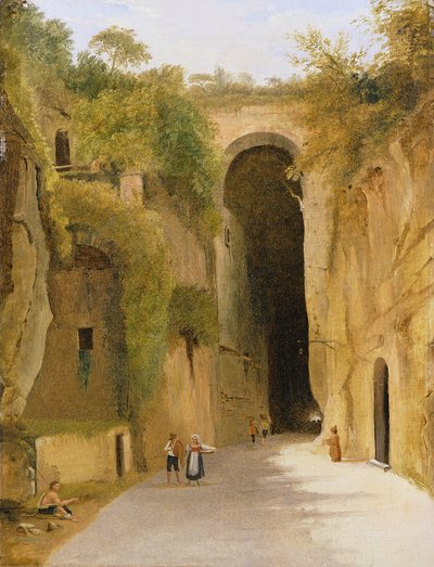 Crypta Napoletana, under Posillipo-kullen, Neapel, ca 1840 av Neapolitan School