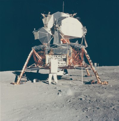 Buzz Aldrin med Apollo 11 Lunar Module on the Moon, 1969. av Neil Armstrong