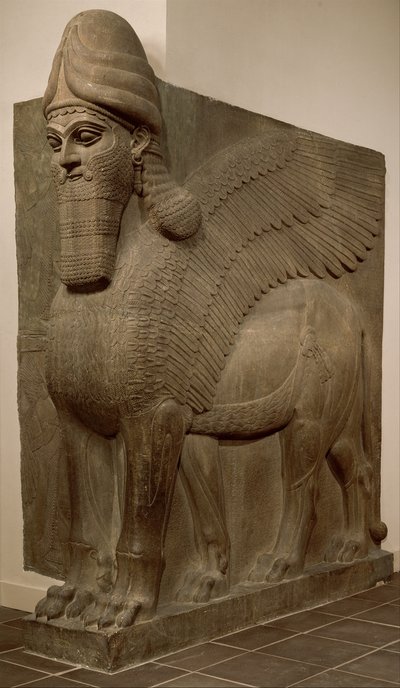 Bevingat lejon med människohuvud (lamassu), c.883–859 f.Kr. (gipsalbaster) av Neo Assyrian