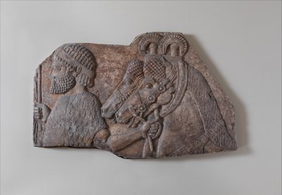 Utländsk brudgum i en biflodsprocession, c.721-05 f.Kr. (gipsalabast) av Neo Assyrian Neo Assyrian
