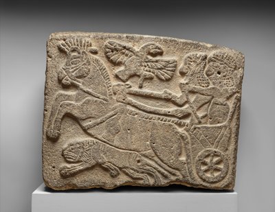 Ortostatrelief: scen för lejonjakt, ca 800-talet f.Kr. (målad basalt) av Neo Hittite Neo Hittite