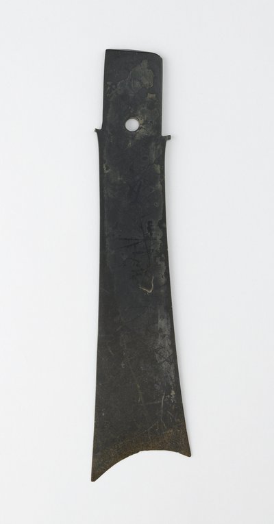 Gaffelmejsel (zhang), Qijia-kultur, ca 2500-2000 f.Kr. (jade (nefrit)) av Neolithic Period Chinese School