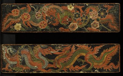 Ett par buddhistiska manuskriptomslag, 1659 (ogenomskinlig wc på trä) av Nepalese School
