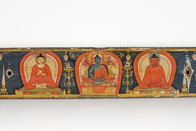 Manuskript av De fem skydden, främre omslaget, 1138 (ogenomskinlig wc och bläck på trä) av Nepalese School