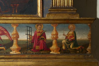 Detalj från Jungfruns kröning (tempera på trä) av Neri di Bicci