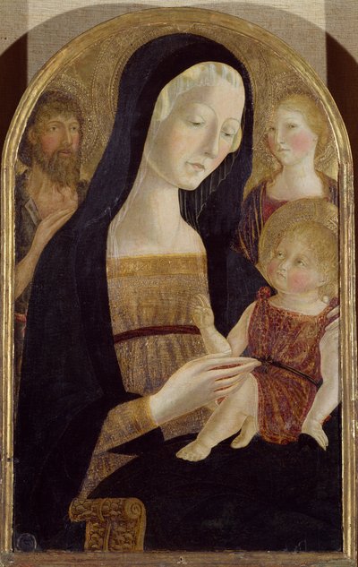 Madonna och barn med de heliga Johannes Döparen och Maria Magdalena, av Neroccio av Bartolomeo de