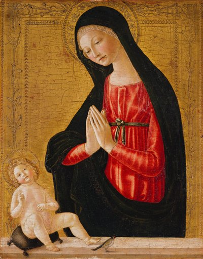 Madonnan som avgudar barnet av Neroccio di Landi