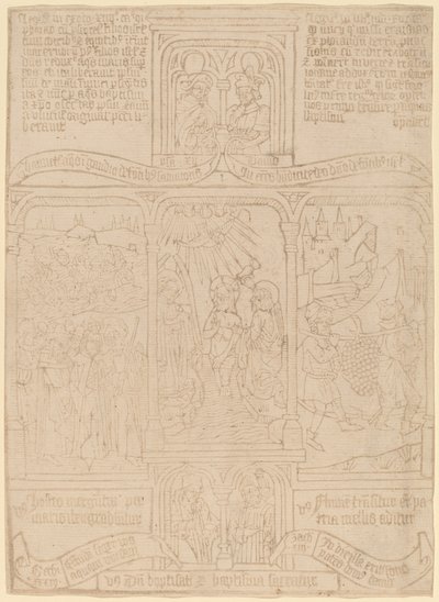 Kristi dop; Farao går genom Röda havet; Josua och Kaleb av Netherlandish 15th Century