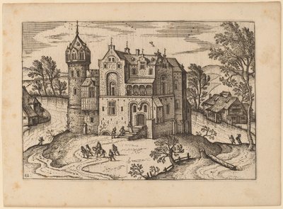 Slott vid en flod av Netherlandish 16th Century