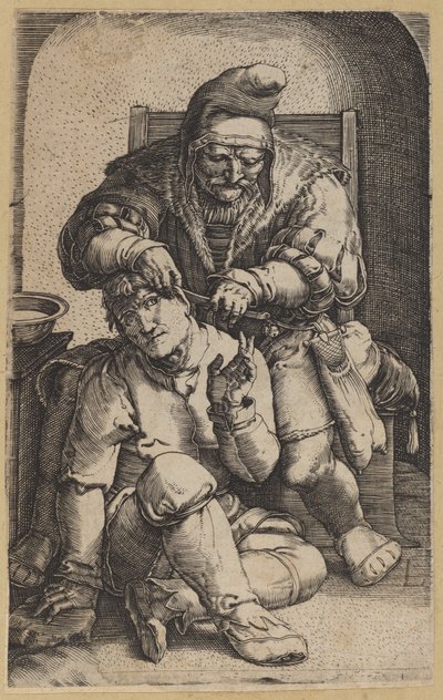Kirurgen [omvänd kopia] av Netherlandish 16th Century, after Lucas van Leyden