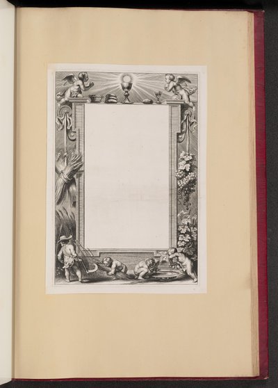 Gränsillustration med Putti skördeoffer till Gud av Netherlandish 17th Century