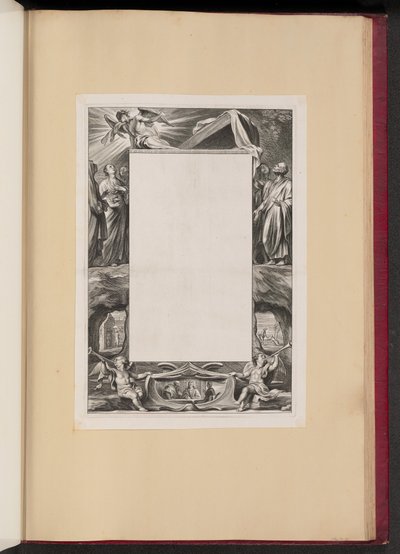 Border Illustration med helgon och scener från Kristi liv av Netherlandish 17th Century