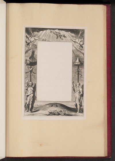 Gränsillustration med Kristi himmelsfärd, nycklar och fiskar av Netherlandish 17th Century