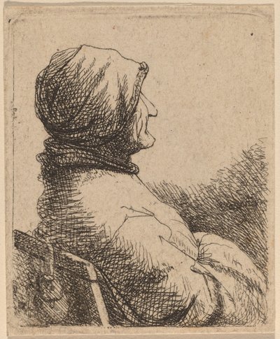 Byst av en gammal kvinna vände i profil till höger av Netherlandish 17th Century