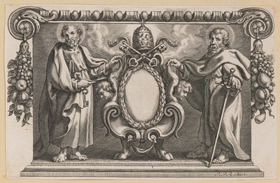 Vinjett för en bok tillägnad påven Urban VII av Netherlandish 17th Century after Sir Peter Paul Rubens