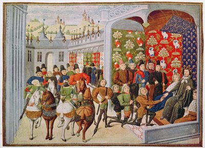 Harl 4380 f.40 Kung Karl VI av Frankrike tar emot de engelska sändebuden, från 