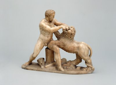 Hercules brottning Nemean Lion (alabaster) av Netherlandish School