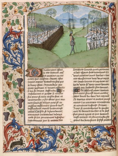MS Royal 15 E.IV fol.231v Den sachsiska stockaden vid slaget vid Hastings (1066) från 