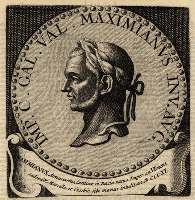 Porträtt av den romerske kejsaren Maximianus. av Netherlandish School