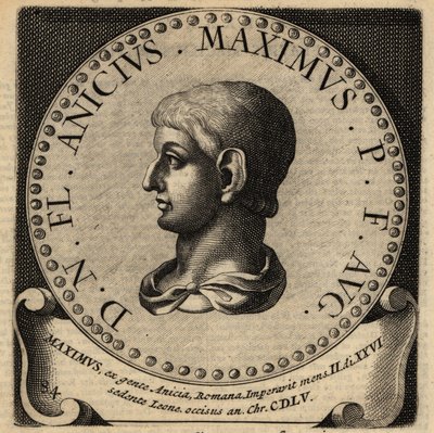 Porträtt av den romerske kejsaren Maximus. av Netherlandish School