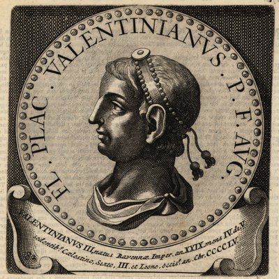 Porträtt av den romerske kejsaren Valentinian III. av Netherlandish School