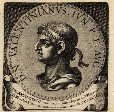 Porträtt av den romerske kejsaren Valentinian II. av Netherlandish School