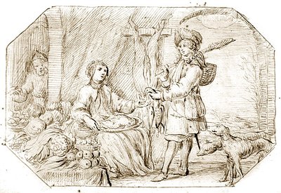 The Four Seasons: Winter - The Return from Hunting, ca 1675 (penna & sepia bläck på papper) av Netherlandish School