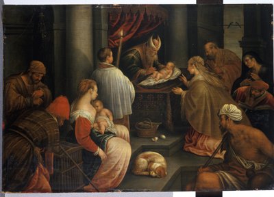 Presentationen av Kristus i templet (tempera på ek) av Netherlandish School