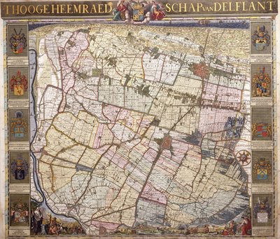 Väggkarta över Delftland, 1712 av Netherlandish School