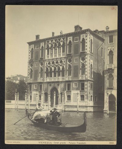 Exterieur av Palazzo Cavalli-Franchetti i Venedig Venedig - Canal Grande - Palazzo Franchetti (titel på objekt) av Neue Photographische Gesellschaft