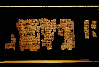 Fragment av dokumentet som innehåller farao Thutmose III (papyrus) gärningar av New Kingdom Egyptian