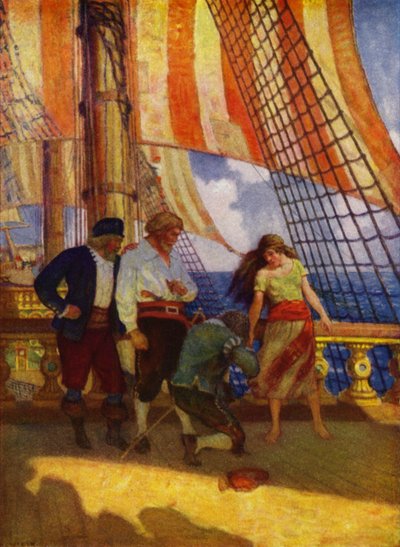 Illustration för Westward Ho! av Charles Kingsley (färg litho) av Newell Convers (after) Wyeth