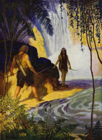 Illustration för Westward Ho! av Charles Kingsley (färg litho) av Newell Convers (after) Wyeth