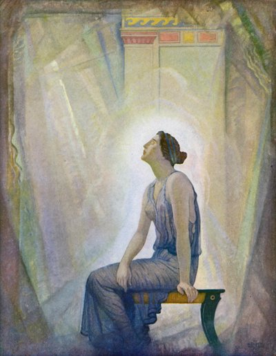 Odyssey: The mourning Penelope (färg litho) av Newell Convers (after) Wyeth