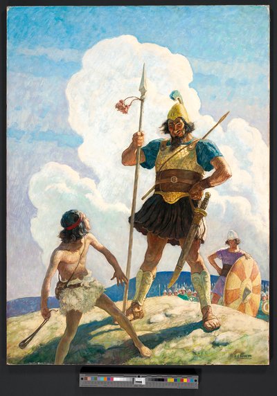 David och Goliat, ca. 1939 (målning) av Newell Convers Wyeth