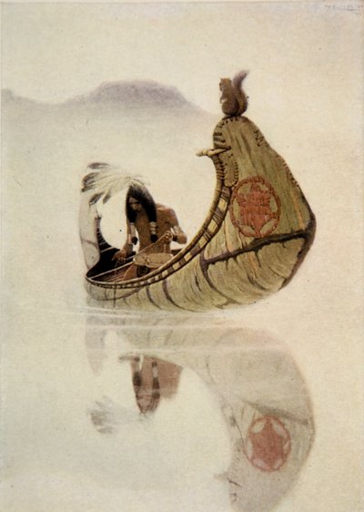 Frontispice från The Song of Hiawatha av Henry Wadsworth Longfellow (1807-82), pub. av George G. Harrap und Company Ltd., 1911 (mjukmarkerad etsning) av Newell Convers Wyeth