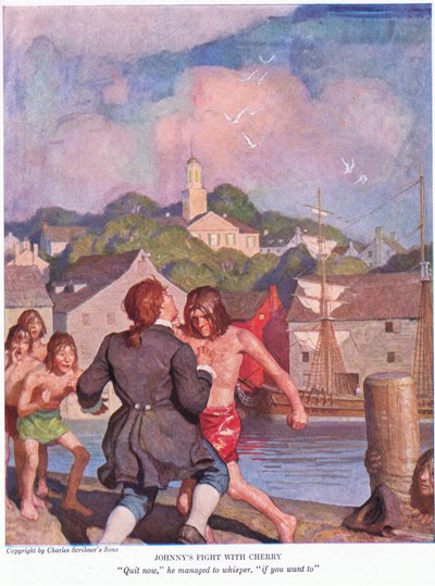 Johnnys slåss med Cherry! Sluta nu, lyckades han viska, om du vill. , 1928 av Newell Convers Wyeth