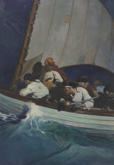 "Åh, Morgans män är ute efter dig; och Svartskägg - sörja!..." av Newell Convers Wyeth