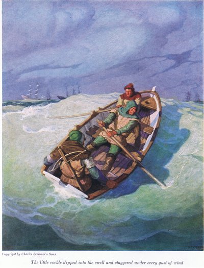 Den lilla hjärtmusslan doppade i dyningen och vacklade under varje vindpust, 1916 av Newell Convers Wyeth
