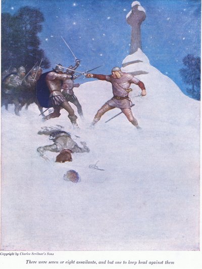 Det fanns sju eller åtta angripare, och bara en att hålla huvudet mot dem, 1916 av Newell Convers Wyeth