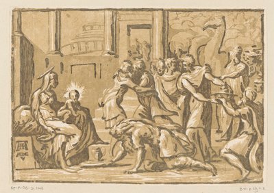 Tillbedjan av kungarna av Niccolò Vicentino (attributed to)