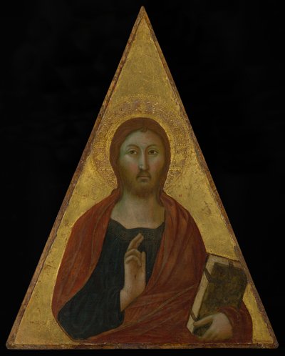 Christ Blessing, cirka 1340 (tempera och bladguld på panel) av Niccolò di Segna