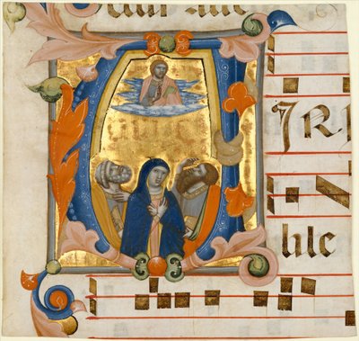 Ascension i ett initialt V, ca. 1342-50. av Niccolò di ser Sozzo