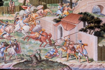 Detalj av fresk i Hall of Battles av 1431 års slaget vid La Higueruela (fresk) av Niccolo (and workshop) Granello
