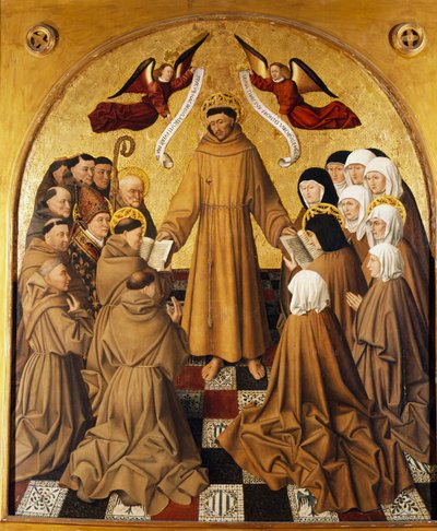 Altarpanel, St. Franciskus överlämnar härskaren till sina anhängare (Minor Friars and the Poor Clares) av Niccolo Antonio Colantonio