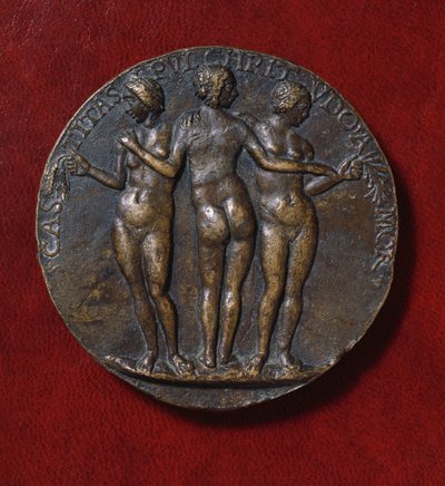 Medalj föreställande The Three Graces (brons) av Niccolo di Giovanni Fiorentino