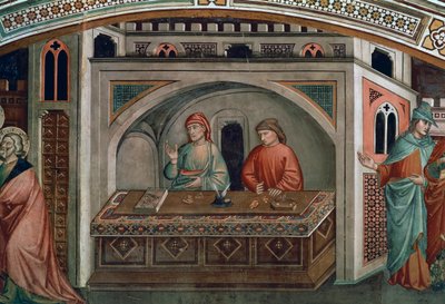 Två bankirer, detalj från Life of St Matthew av Niccolo di Pietro Gerini
