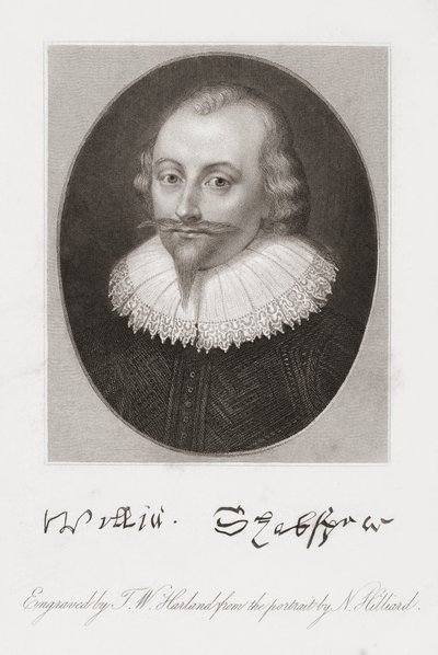William Shakespeare. Porträtt av Hilliard. av Nicholas (after) Hilliard