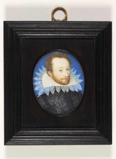 En gentleman som heter Earl of Essex (akvarell på elfenben) av Nicholas (school of) Hilliard