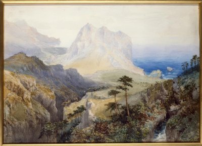 En ravin nära havet, södra alperna, Nya Zeeland av Nicholas Chevalier